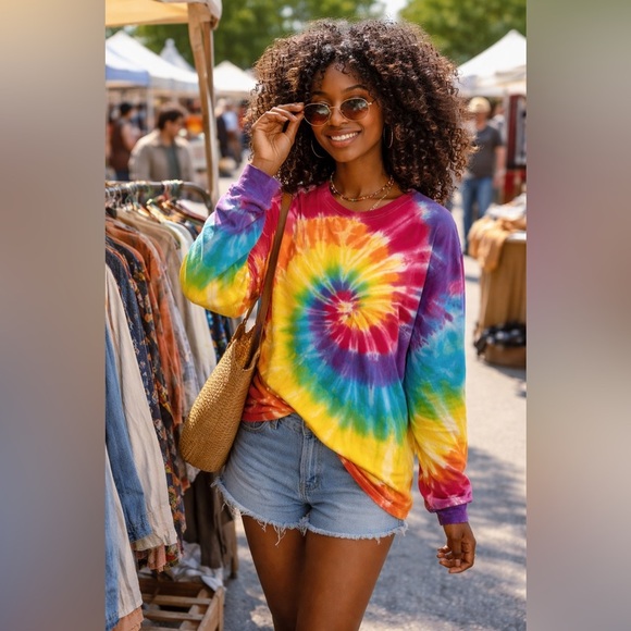 Hanes Tops - Hanes Vibrant Tie-Dye Long Sleeve Tee